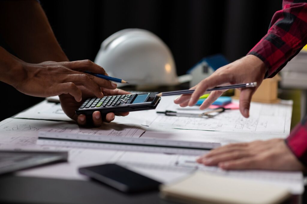 contractor reviewing paperwork